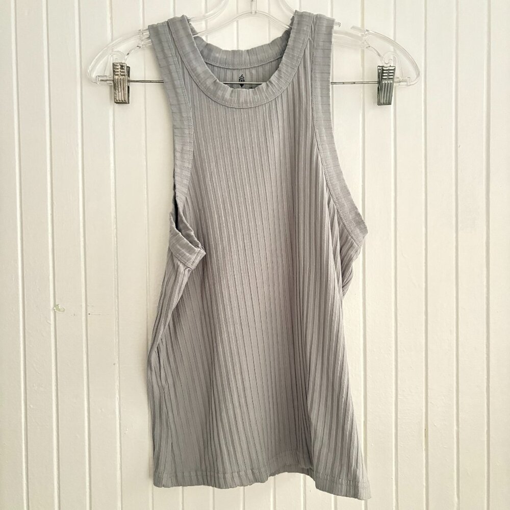 FP Movement by Free People Ribbed Tank Top in Light Gray